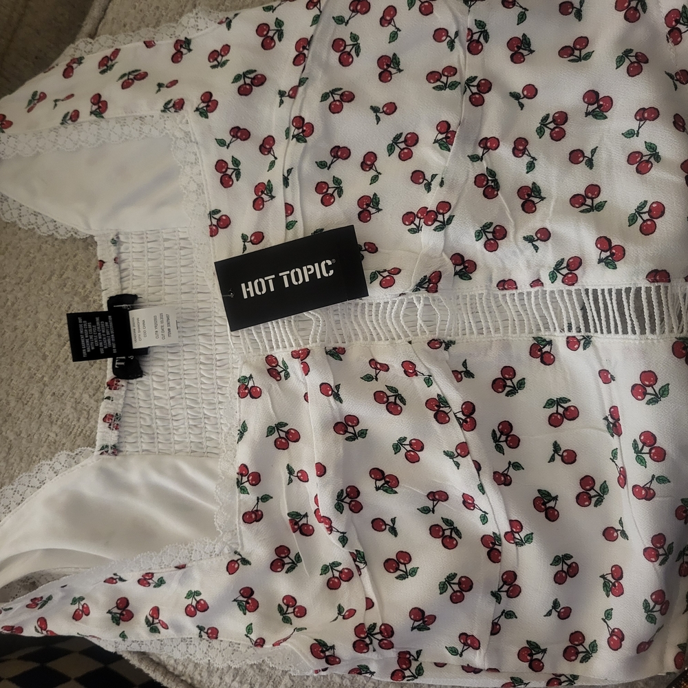 Hot Topic White Cherry Lace Top